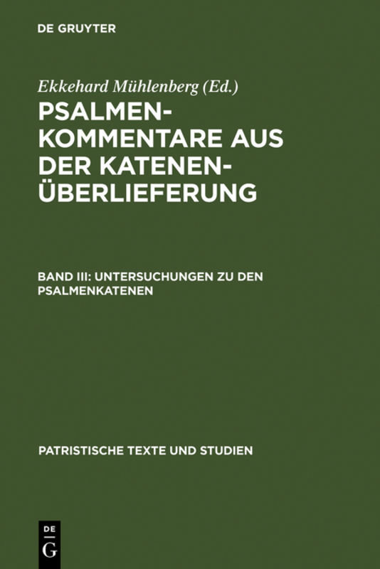 Untersuchungen zu den Psalmenkatenen