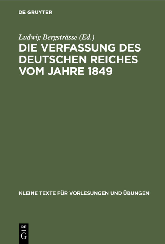 Die Verfassung des Deutschen Reiches vom Jahre 1849