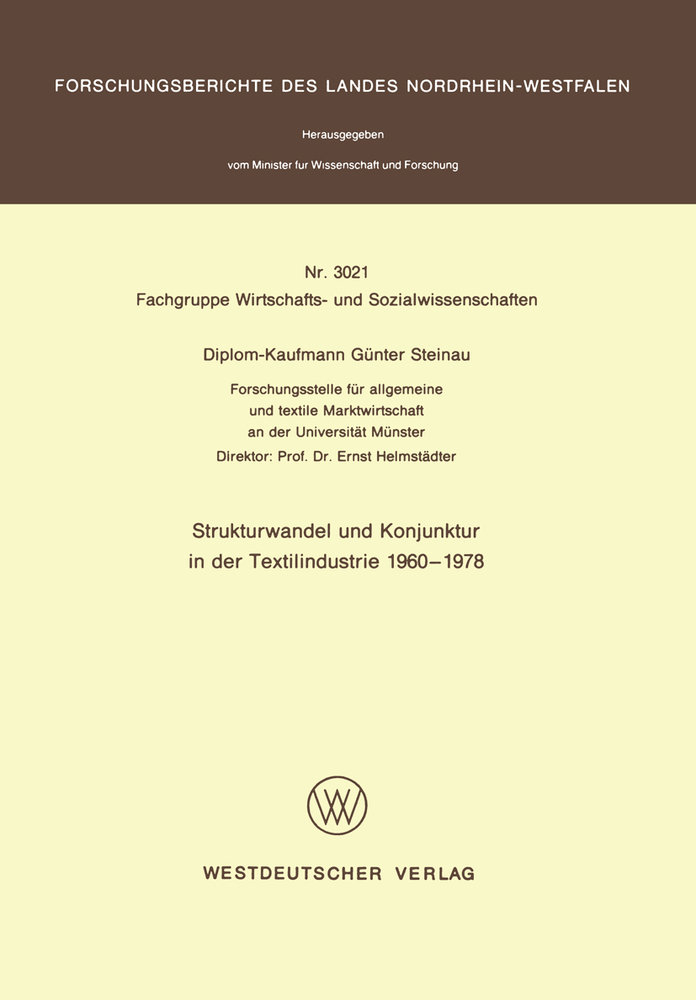 Strukturwandel und Konjunktur in der Textilindustrie 1960 - 1978