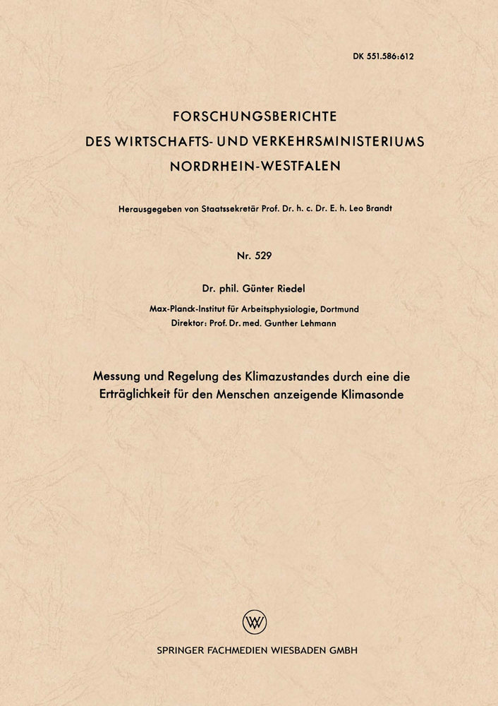 Messung und Regelung des Klimazustandes durch eine die Erträglichkeit für den Menschen anzeigende Klimasonde