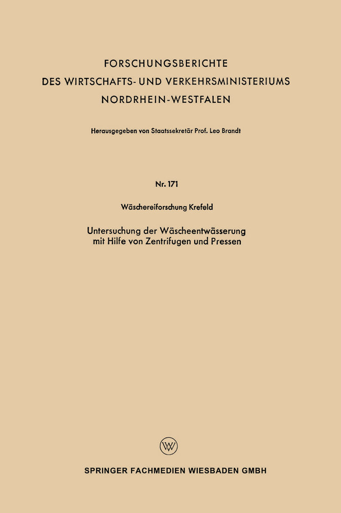 Untersuchung der Wäscheentwässerung mit Hilfe von Zentrifugen und Pressen