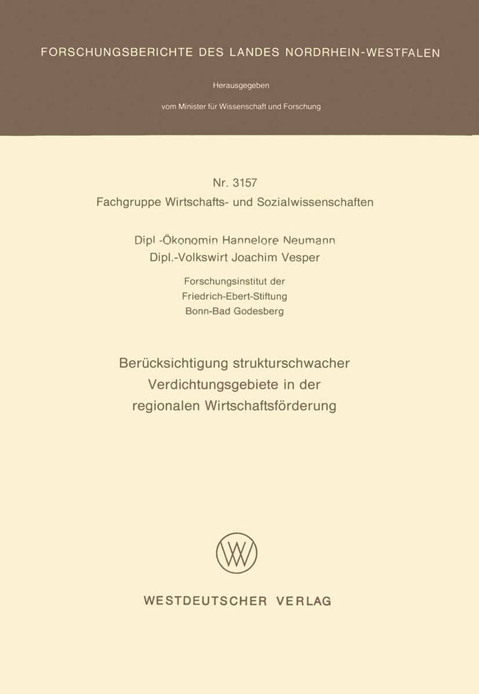 Berücksichtigung strukturschwacher Verdichtungsgebiete in der regionalen Wirtschaftsförderung