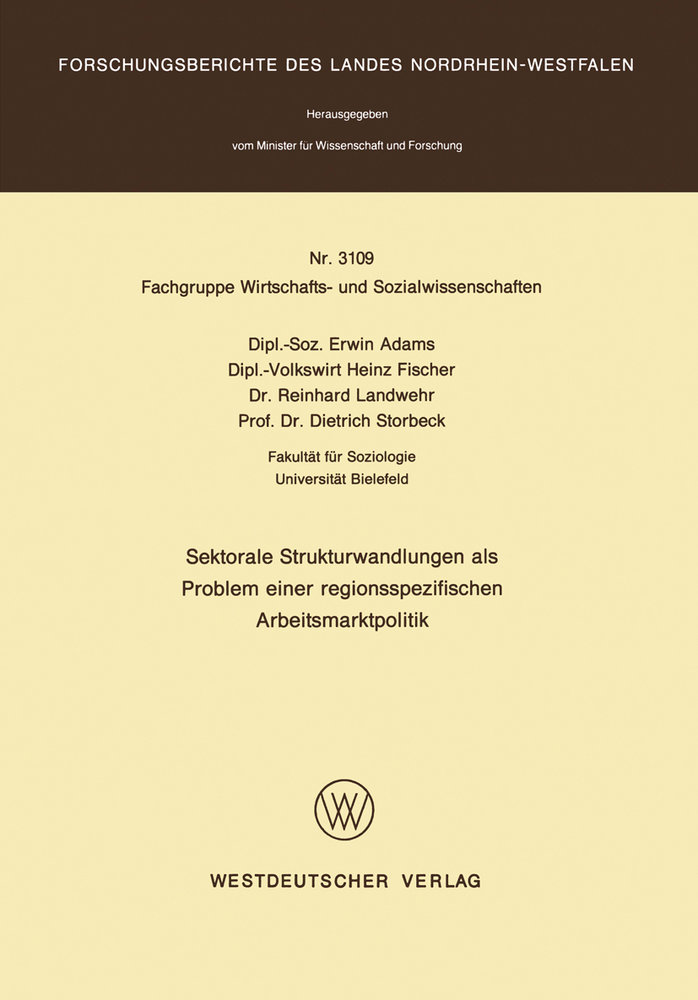 Sektorale Strukturwandlungen als Problem einer regionsspezifischen Arbeitsmarktpolitik