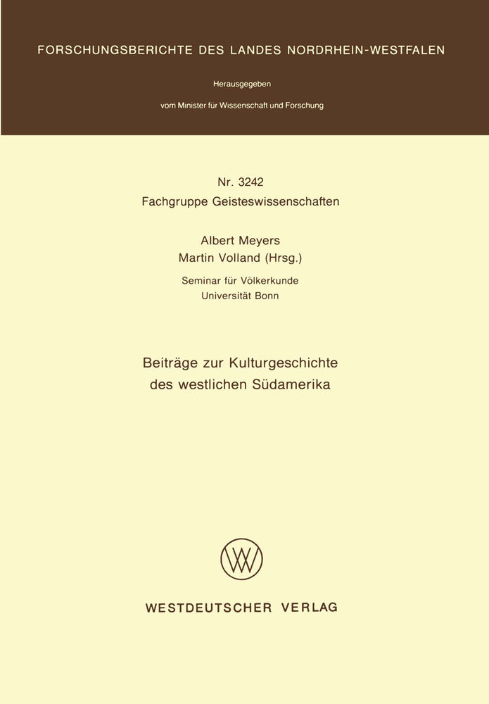 Beiträge zur Kulturgeschichte des westlichen Südamerika