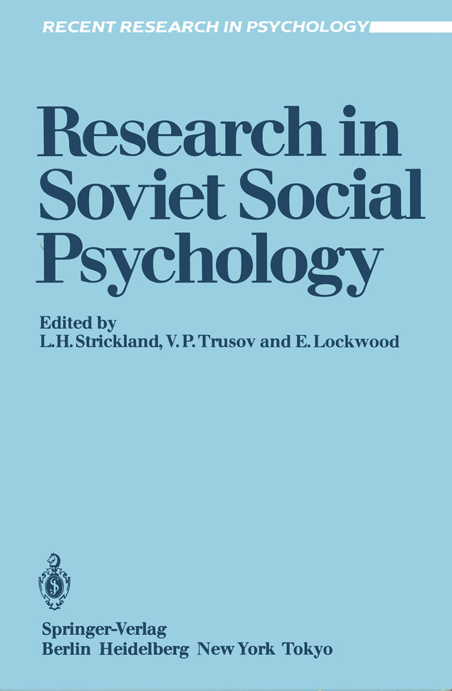 Research in Soviet Social Psychology