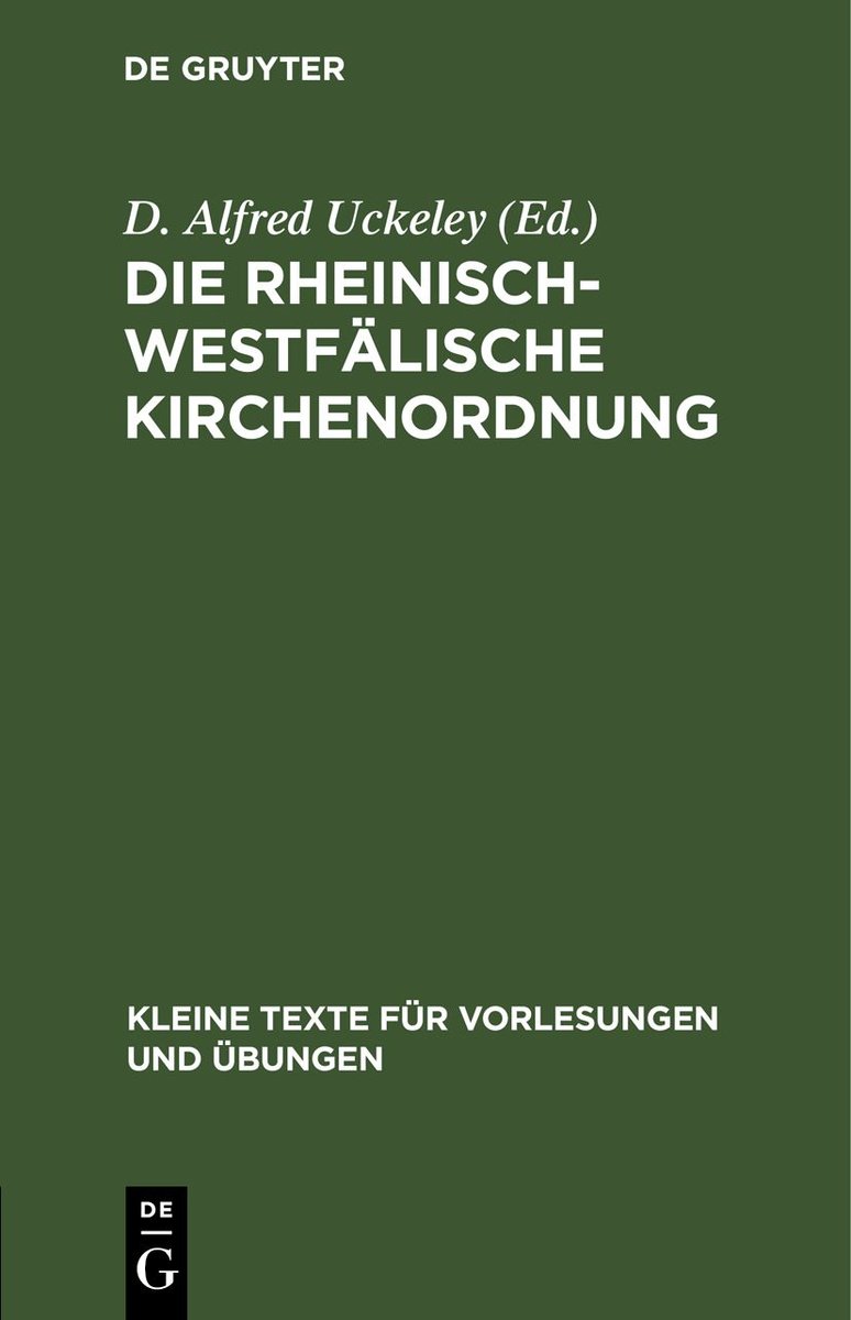 Die Rheinisch-Westfälische Kirchenordnung