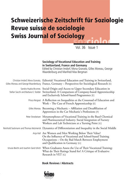 Sociology of Vocational Education and Training in Switzerland, France and German