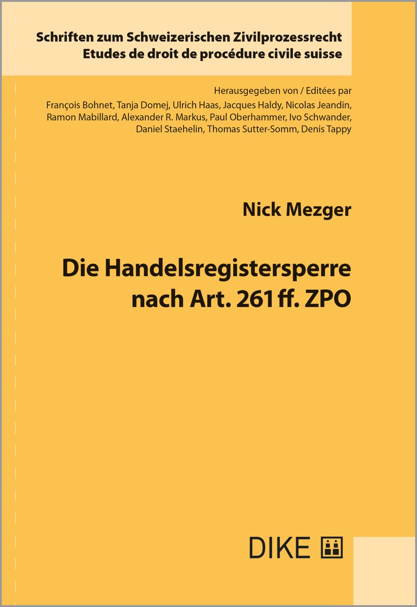 Die Handelsregistersperre nach Art. 261 ff. ZPO