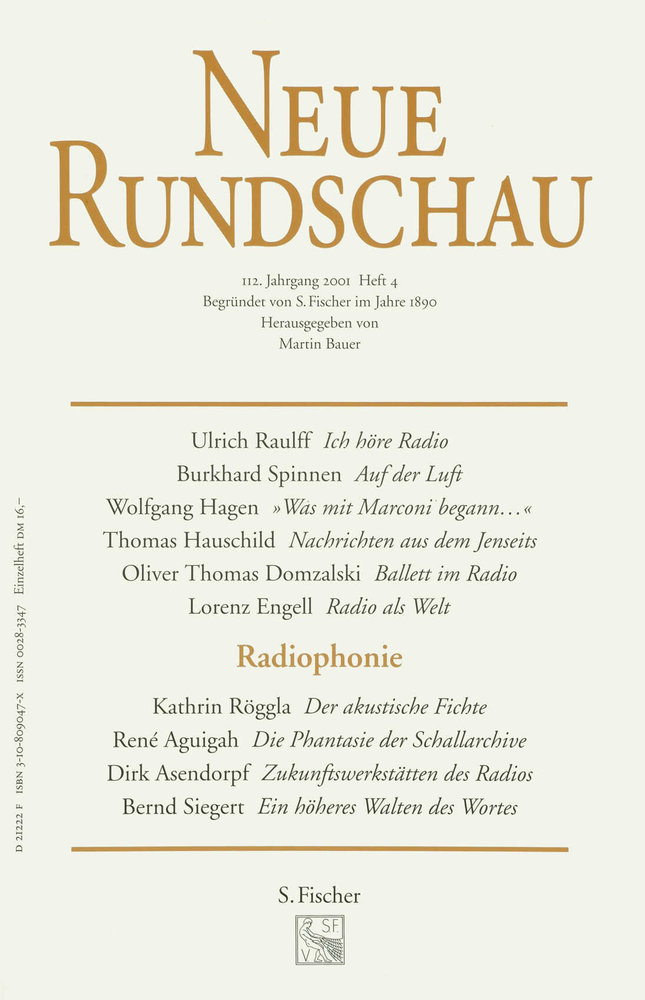 Neue Rundschau 2001/4 Heft 4 - Neue Rundschau Ausgabe 2001