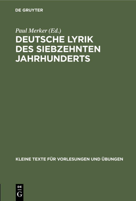 Deutsche Lyrik des siebzehnten Jahrhunderts