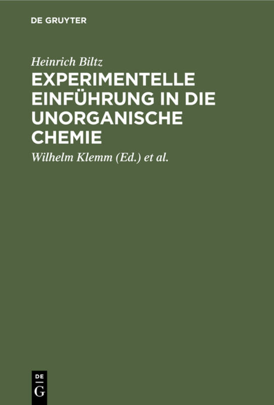 Experimentelle Einführung in die unorganische Chemie