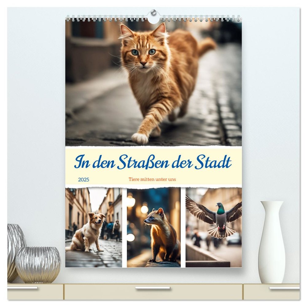 In den Straßen der Stadt - Tiere mitten unter uns (hochwertiger Premium Wandkalender 2025 DIN A2 hoch), Kunstdruck in Hochglanz