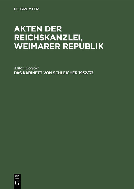 Das Kabinett von Schleicher 1932/33