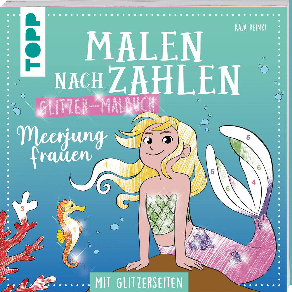 Malen nach Zahlen Glitzer-Malbuch Meerjungfrauen