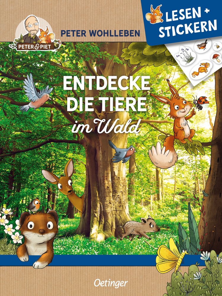 Lesen + Stickern. Entdecke die Tiere im Wald