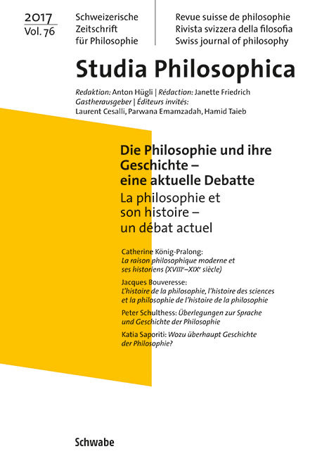 Die Philosophie und ihre Geschichte - eine aktuelle Debatte / La philosophie et son histoire - un débat actuel